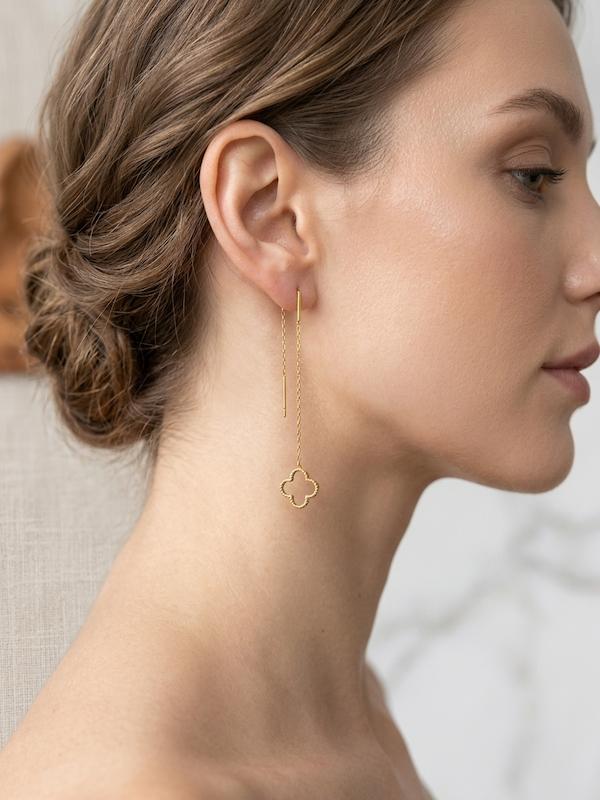گوشواره طلا ۱۸ عیار گوشواره بخیه ای گالری طلای رز