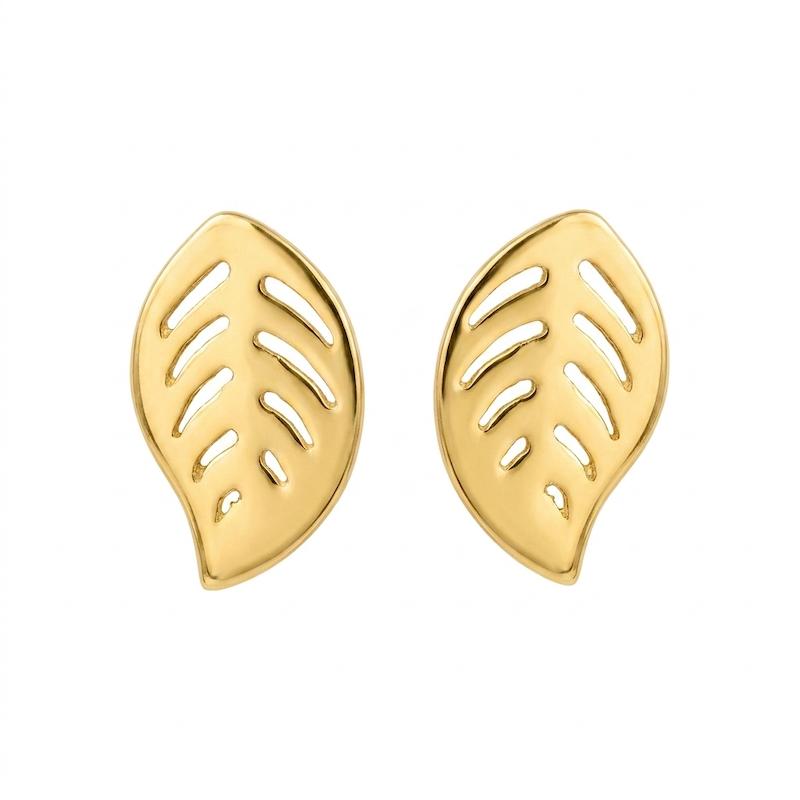گوشواره زنانه طلا ۱۸ عیار برگ گالری طلای ایرانه