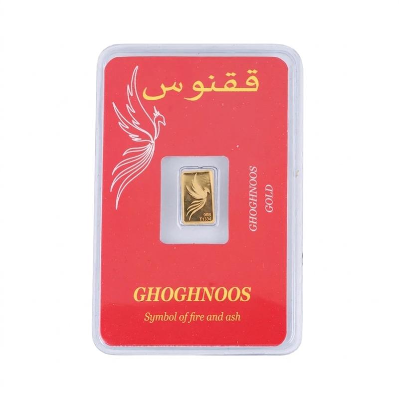 شمش طلا ۲۴ عیار شمش طلا 24 عیار شمش مدل ققنوس 0.050 سوت اسپینل گلد گالری