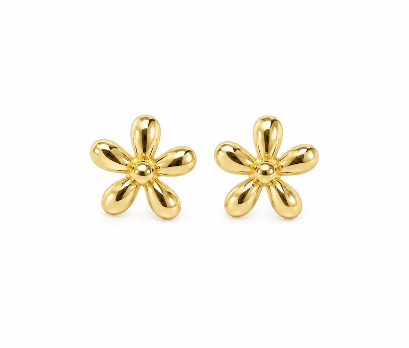 گوشواره زنانه طلا ۱۸ عیار گوشواره میخی شکوفه گالری طلای تاج