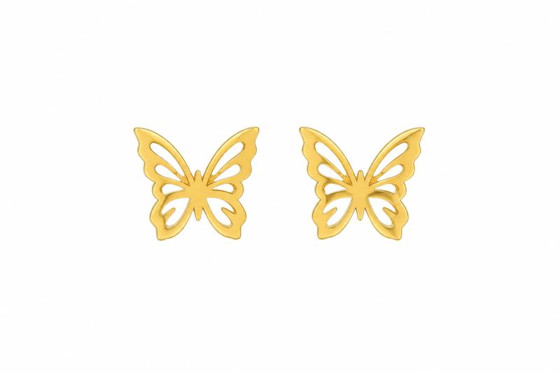 گوشواره زنانه طلا ۱۸ عیار گوشواره میخی پروانه گالری طلای تاج