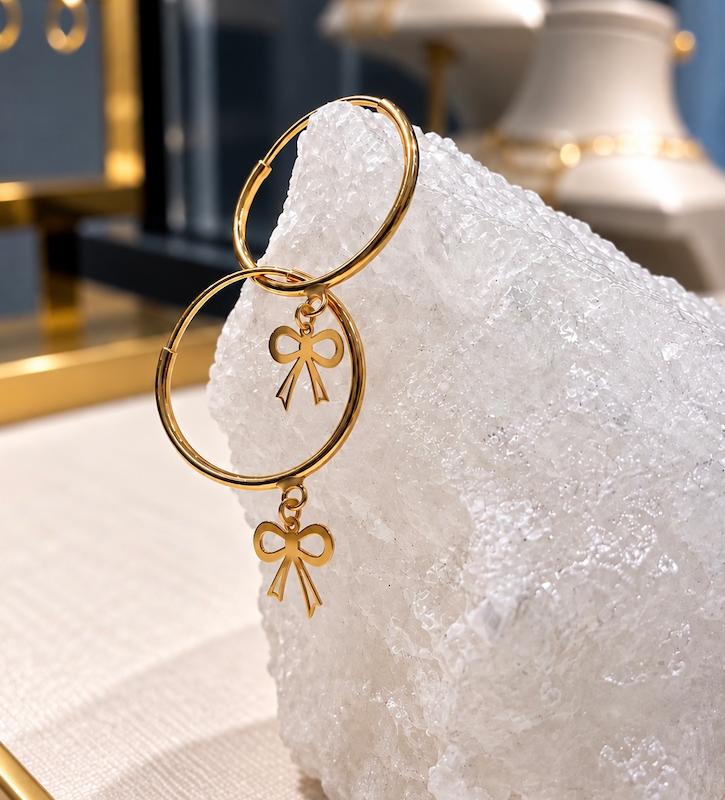 گوشواره زنانه طلا ۱۸ عیار گوشواره حلقه ای طرح پاپیون گالری الهه گلد