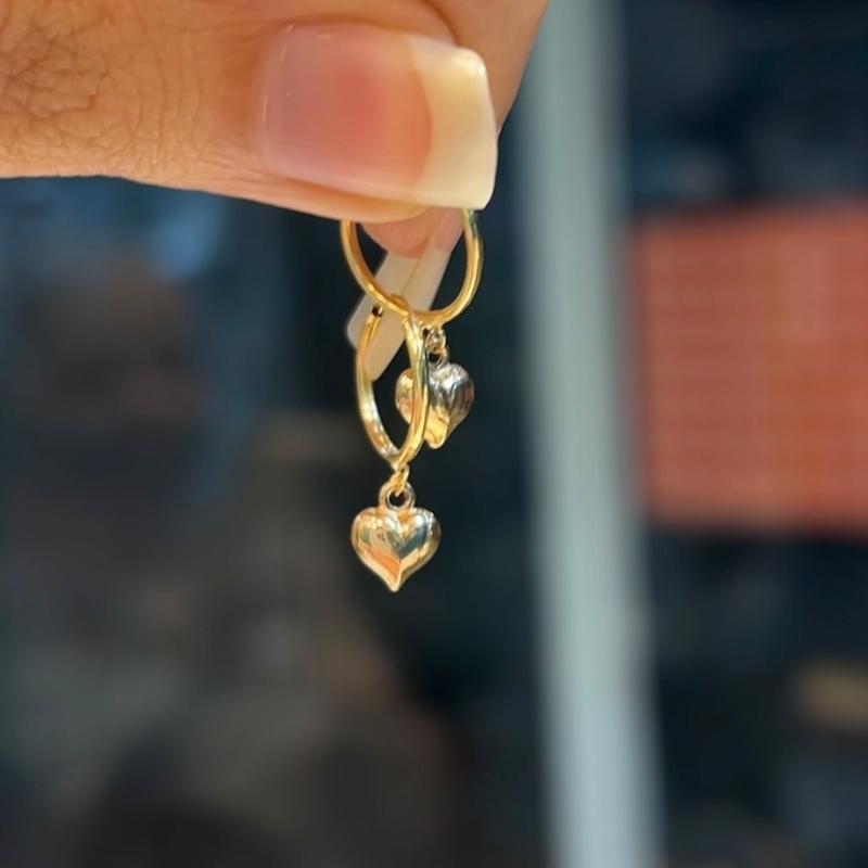 گوشواره زنانه طلا ۱۸ عیار حلقه‌ای قلبی گالری طلای ایرانه