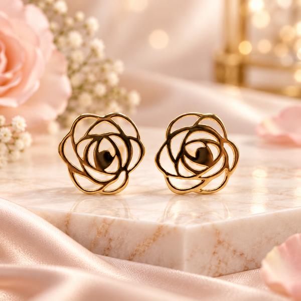 گوشواره زنانه طلا ۱۸ عیار گوشواره طلا طرح گل گالری طلای روژمان