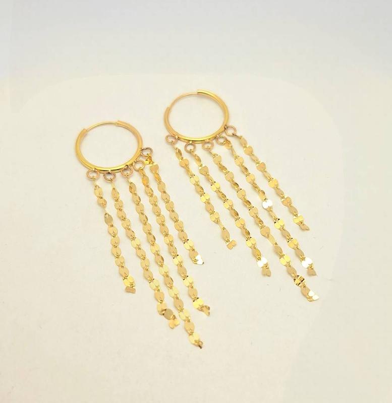 گوشواره زنانه طلا ۱۸ عیار شرابه ای گالری طلا دلبرانه