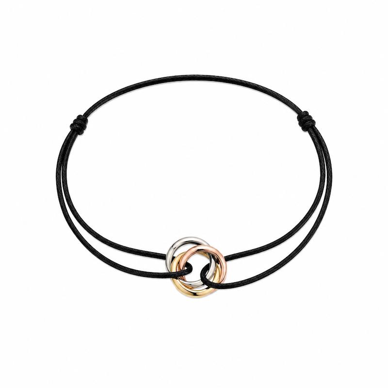 دستبند طلا ۱۸ عیار کارتیر سه حلقه سه رنگ گالری سها