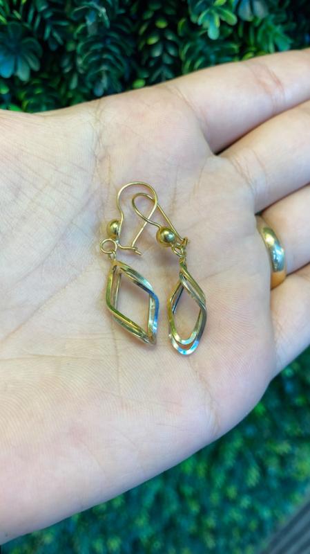 گوشواره طلا ۱۸ عیار گوشواره بدون اجرت دولاین طلای حسامی