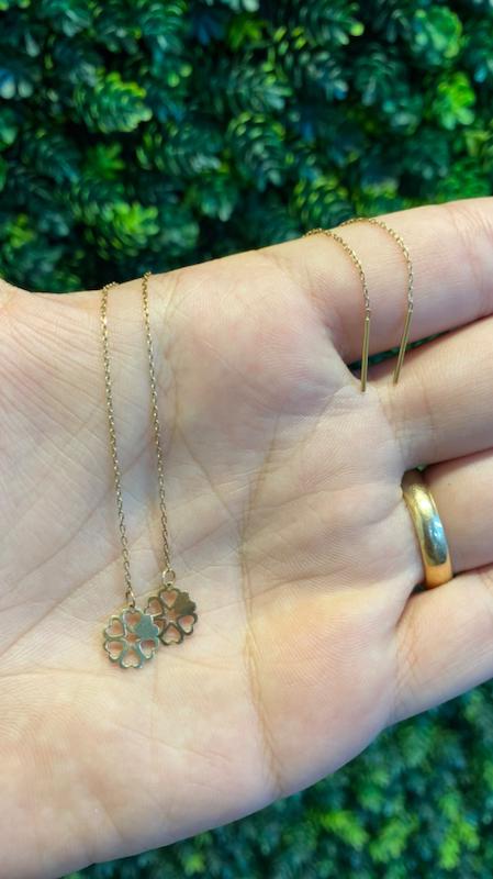 گوشواره طلا ۱۸ عیار گوشواره بخیه ای بدون اجرت شبدر طلای حسامی