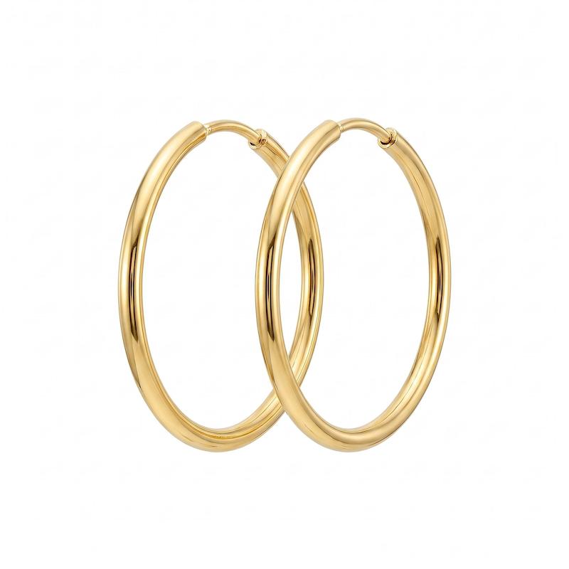 گوشواره طلا ۱۸ عیار گوشواره بدون اجرت حلقه ای طلای حسامی