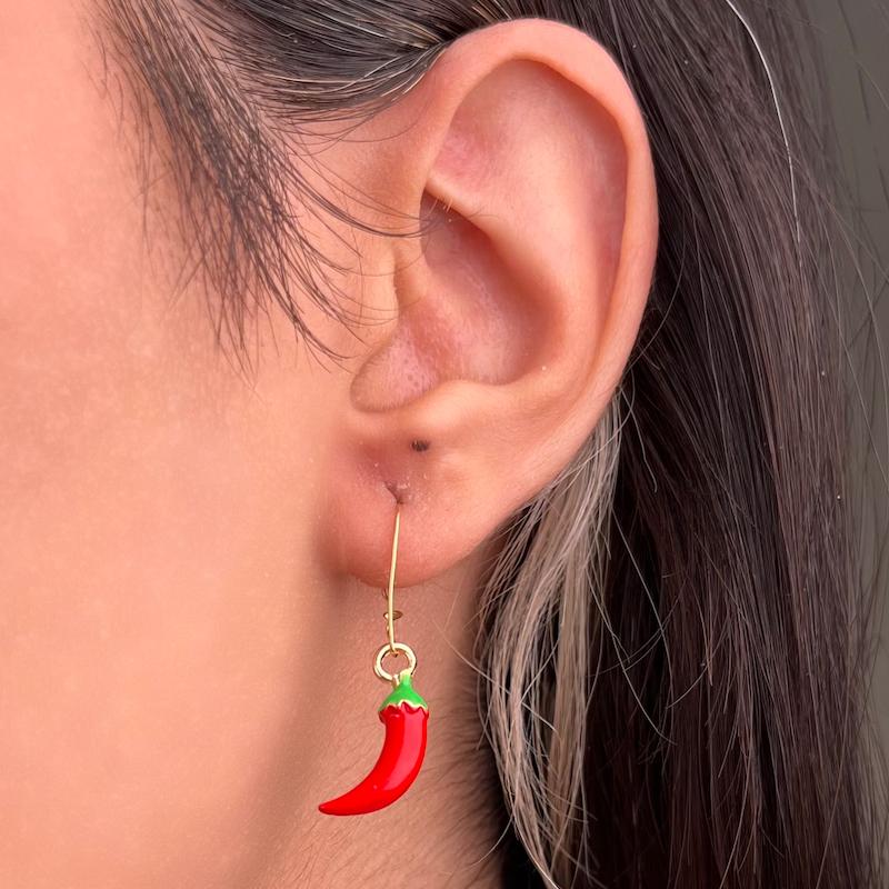 گوشواره طلا ۱۸ عیار عصایی دایمورا فلفل مندی گلد