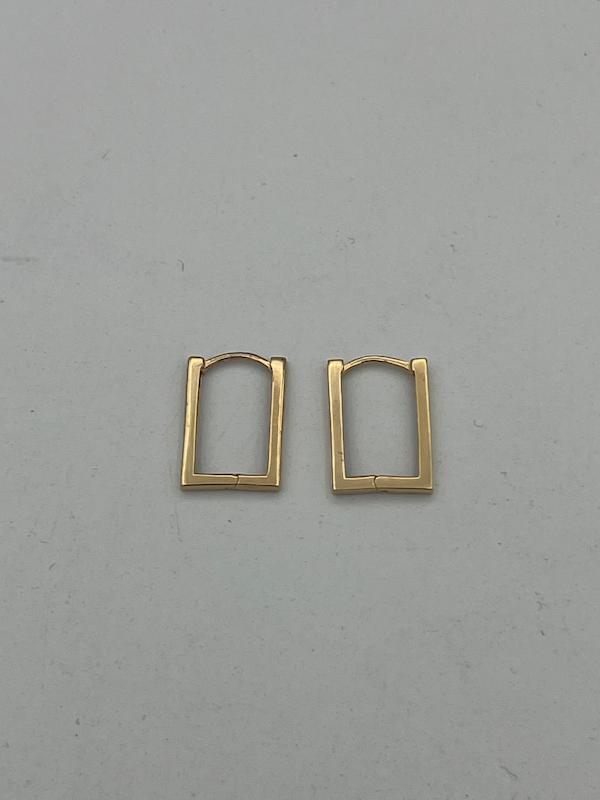 گوشواره زنانه طلا ۱۸ عیار گوشواره حلقه ای مستطیلی سیِلو گلد