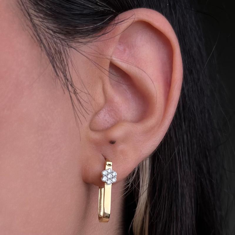 گوشواره طلا ۱۸ عیار وفا - کلیپسی کسر سنگ شده کندی کد 22 مندی گلد