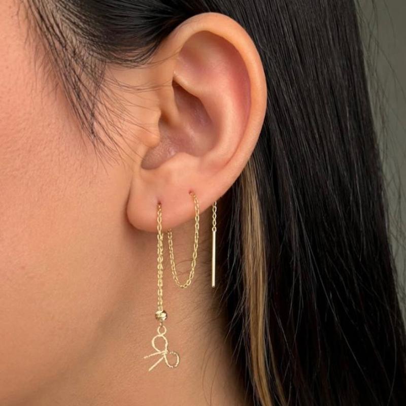 گوشواره طلا ۱۸ عیار بخیه ژیلا کد 3 - پاپیون مندی گلد