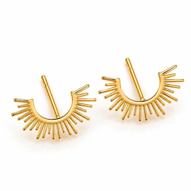 گوشواره طلا ۱۸ عیار گوشواره میخی خورشید تابان گالری زرنوش