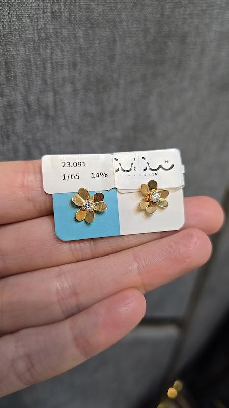 گوشواره بچگانه طلا ۱۸ عیار گوشواره گل بهاری گالری طلا تیدامد