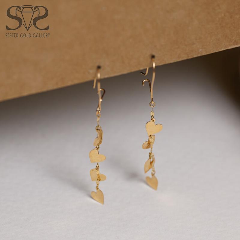 گوشواره زنانه طلا ۱۸ عیار گوشواره طلا قلب آویز کد s-2748 گالری طلا سیستر