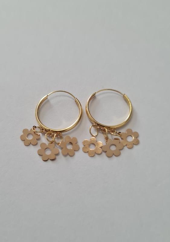 گوشواره بچگانه طلا ۱۸ عیار گوشواره حلقه ایی گل پژمان گلد
