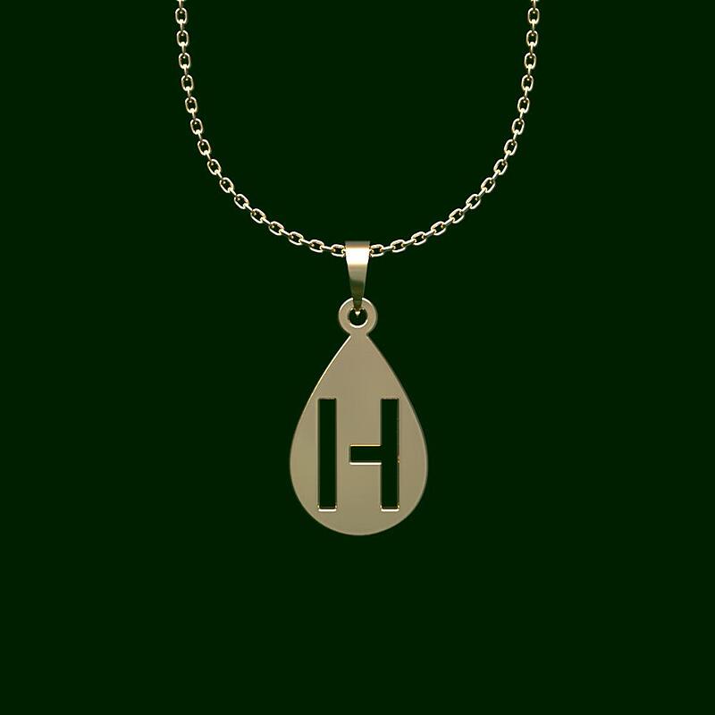 گردنبند طلا حرف H 18 عیار  کد PP1246