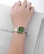 ساعت مچی زنانه بند استیل صفحه مربع رنگی