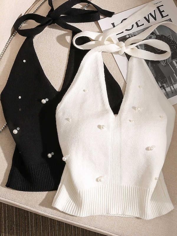 تاپ هالتر مرواریدی - سفارش مستقیم از چین 