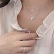 گردنبند دو لایه ظریف طرح پروانه نقره‌ای | اکسسوری دخترانه شیک و مینیمال