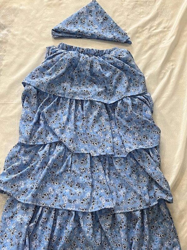 ست دامن طبقه ای و اسکارف