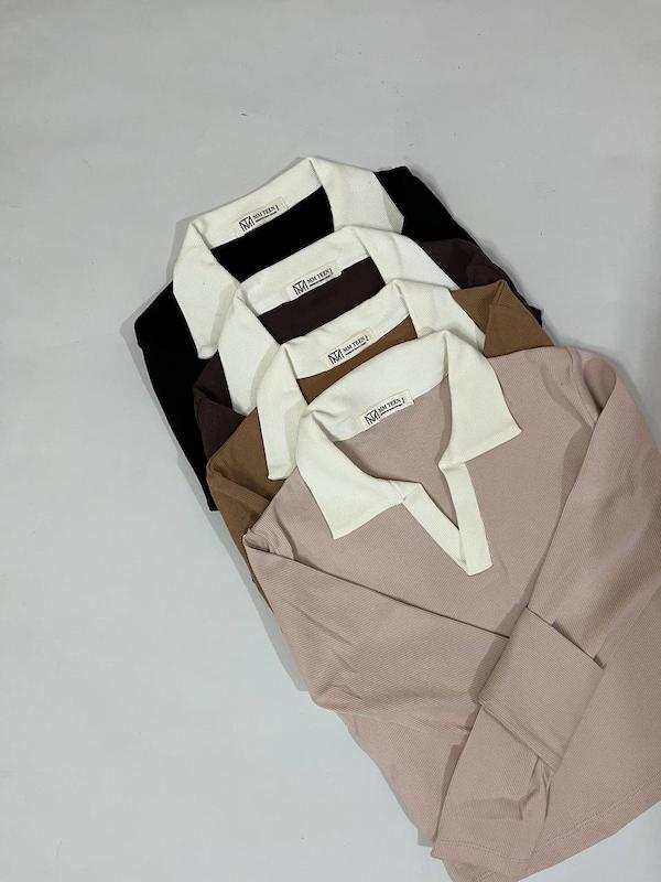 کراپ آستین بلند یقه شکاری(اولدمانی)