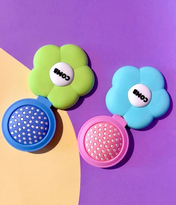 شانه تاشو جیبی طرح گل 🌼✨