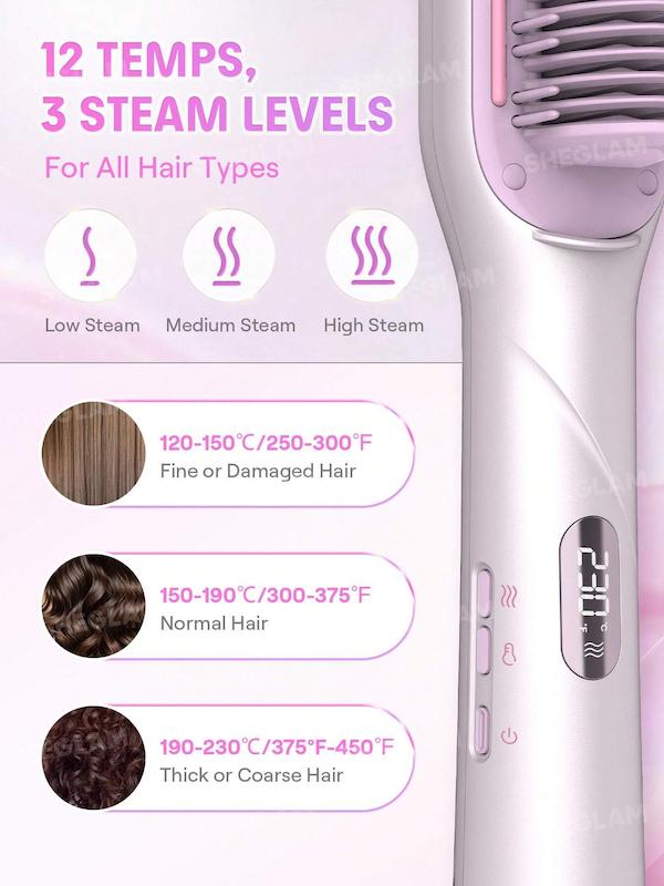 برس صاف‌کننده بخار شیگلم SHEGLAM Hydra Shot Steam Straightening Brush Pro
