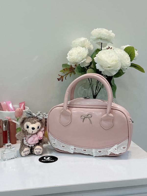 کیف پاپیونی صورتی موجودی ایران🎀 آویز رایگان🪄