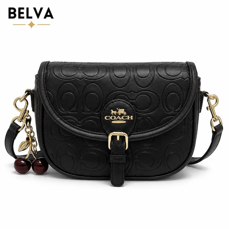 کیف دستی و دوشی زنانه کوچ coach گیلاسی دوبند مشکی