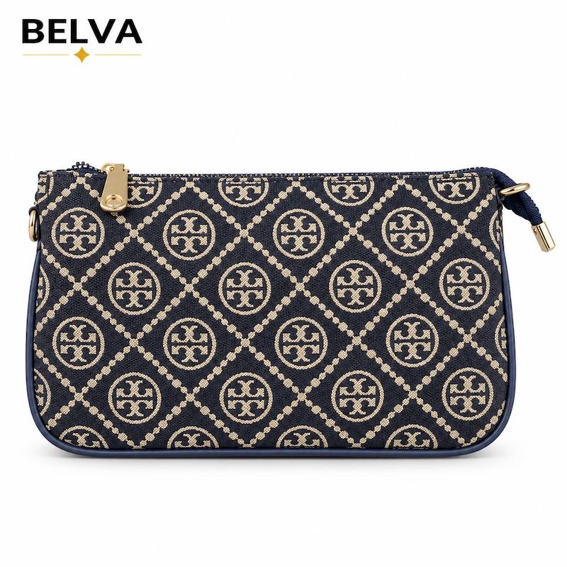 کیف دوشی زنانه توری بورچ tory burch پارچه ای سرمه ای