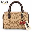 کیف دستی و دوشی زنانه کوچ coach گیلاسی صندوقی کوچک قهوه ای چاپی