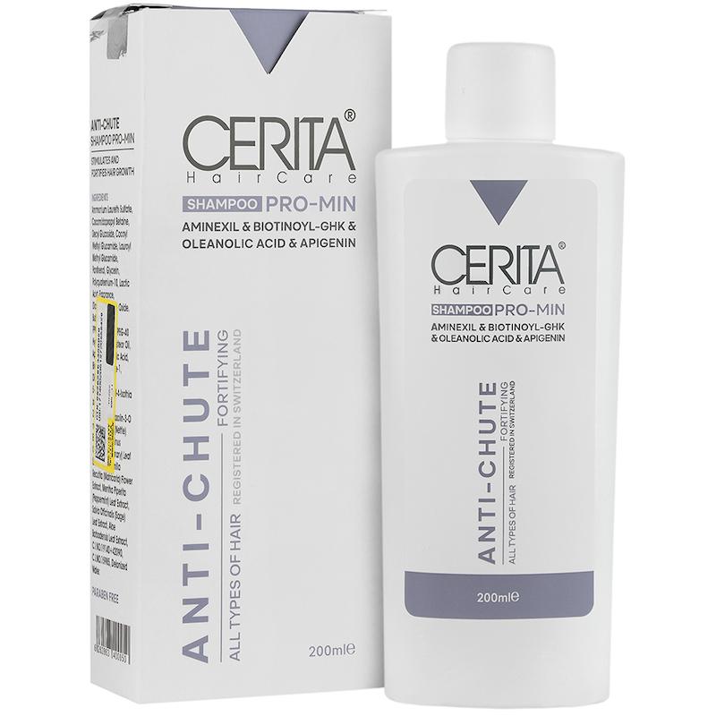 شامپو تقویت‌کننده مو سریتا مدل پرومین مناسب انواع مو حجم 200 میلی‌لیتر____ SHAMPOO PRO-MIN CERITA