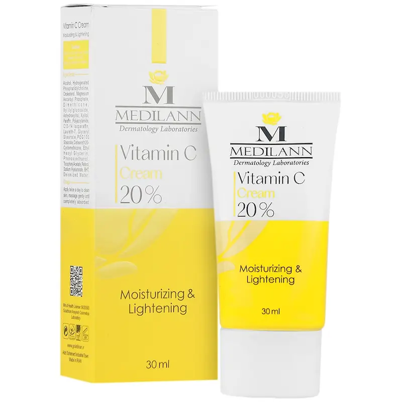 کرم مرطوب کننده ویتامین سی 20 درصد حجم ۳۰ میلی_____ Vitamin C 20 Moisturizing And Lightening Cream