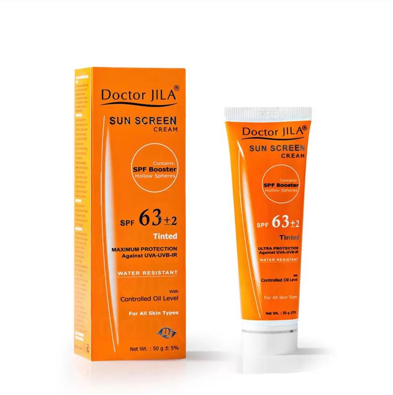 کرم ضد آفتاب رنگی فاقد چربی SPF63 دکتر ژیلا مناسب انواع پوست ۵۰گرم______   Doctor Jila Tinted Sunscreen Cream Controlled Oil Level SPF 63