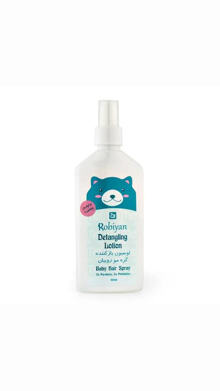 لوسیون باز کننده گره مو کودک روبیان حجم ۲۰۰ میل_____ mlrobiyan Detangling Lotion Baby Hair Spray