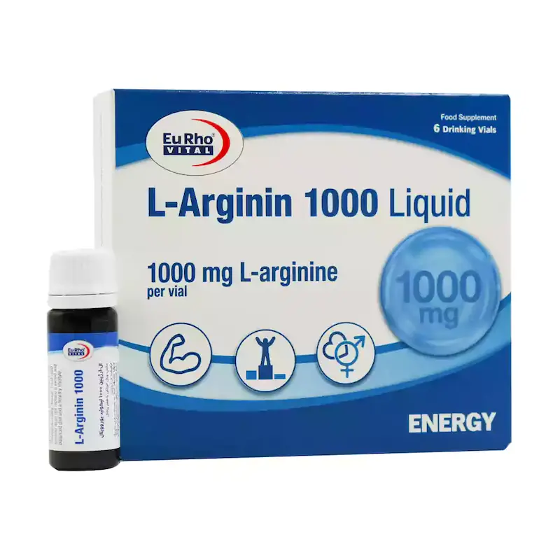 ویال ال آرژنین 1000 میلی گرم یوروویتال 6 عدد---Eurhovital L Arginin 1000 mg Liquid 6 Pcs