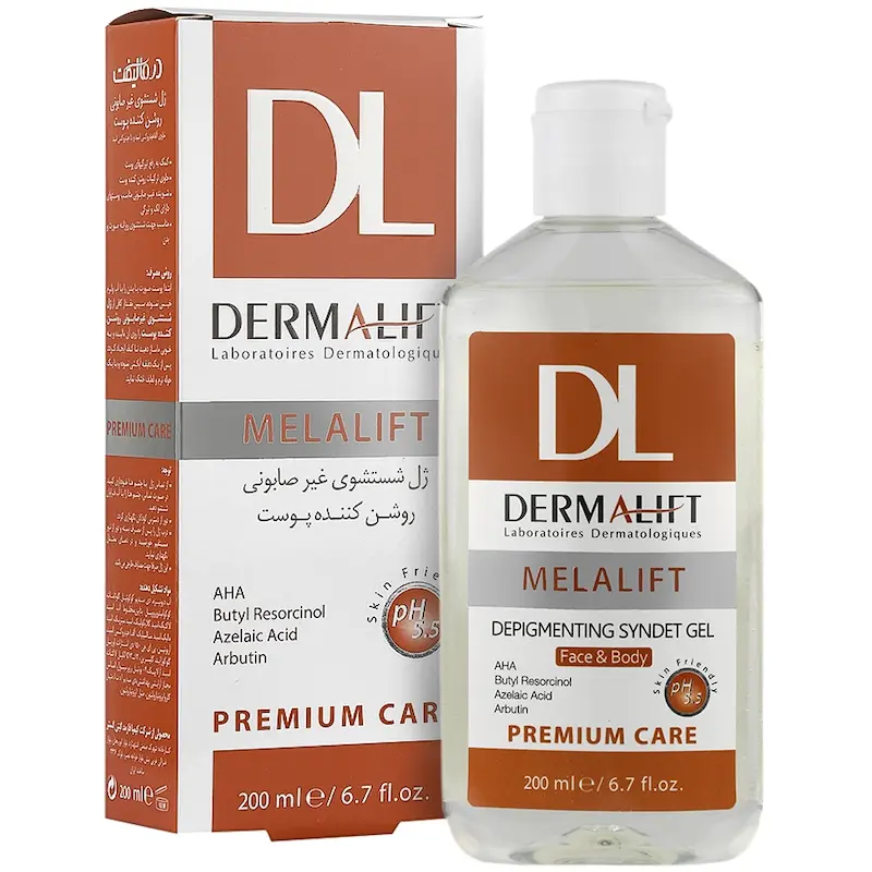 ژل شستشوی روشن کننده صورت ملالیفت درمالیفت حجم ۲۰۰ میلی‌لیتر______  Melalift Depigmenting Syndet Gel