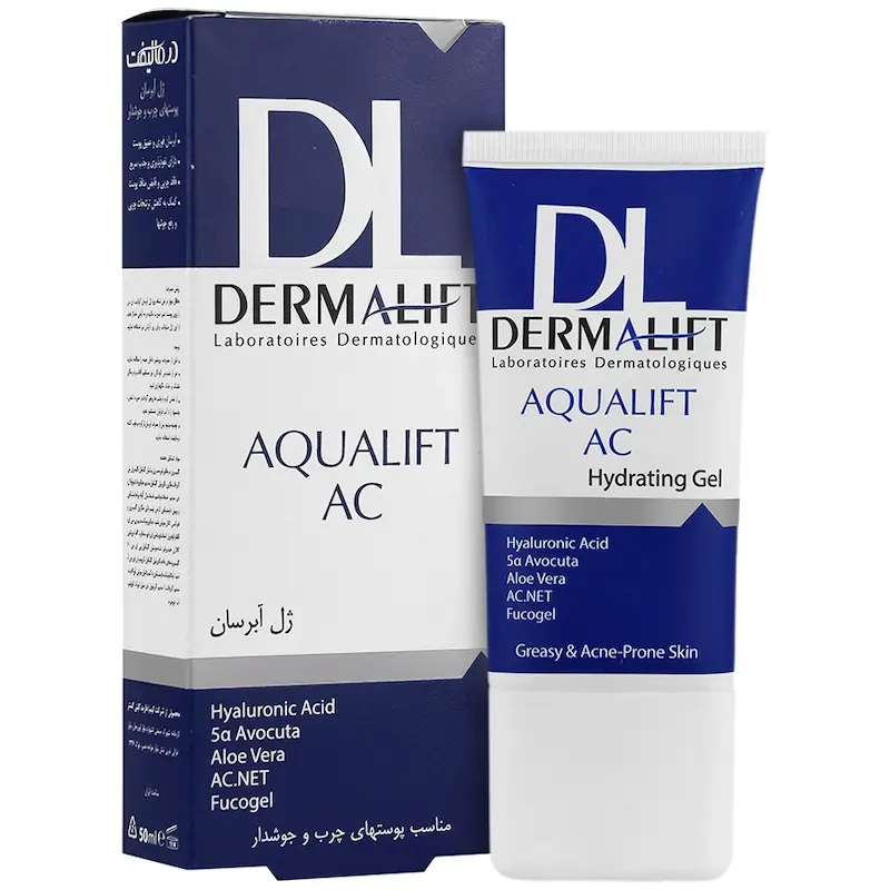 ژل آبرسان آکوالیفت پوست چرب و جوشدار درمالیفت حجم ۵۰ میلی لیتر_______ Aqualift AC Hydrating Gel Dermalift