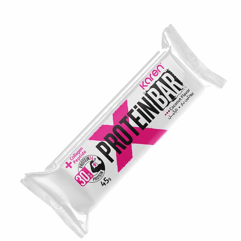 شکلات پروتئین بار کارن طعم نارگیل 45 گرمی ---Karen Protein Bar Chocolate 45 g
