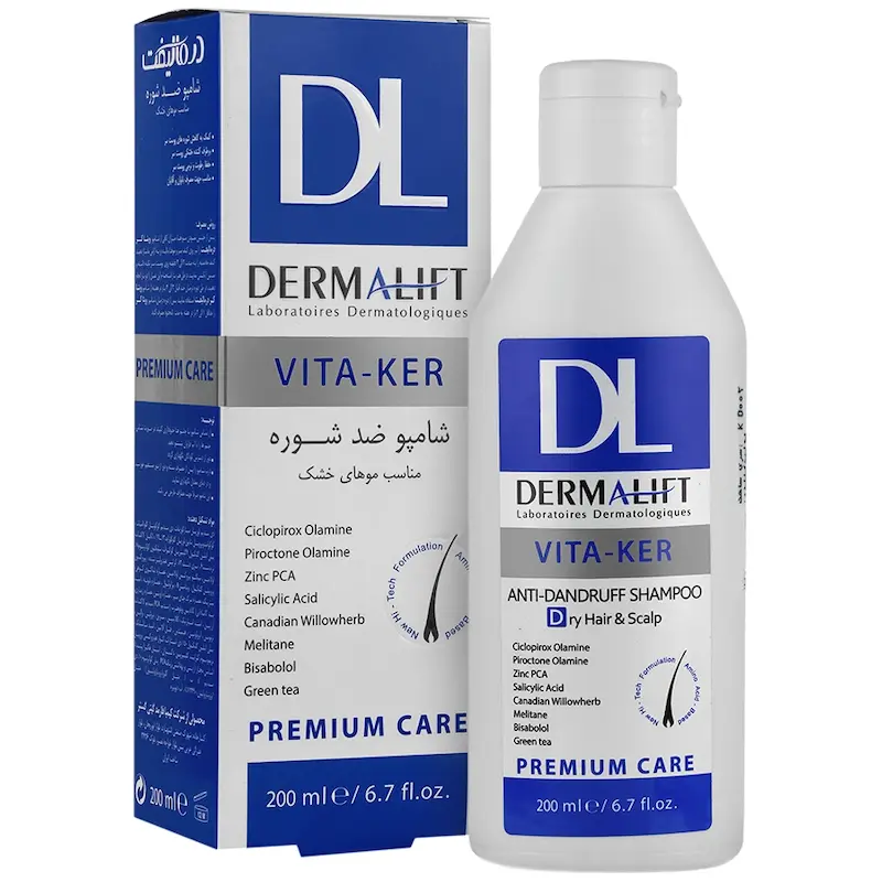شامپو ضد شوره موی خشک ویتاکر درمالیفت 200 میلی لیتر_______ Dermalift Vita Ker Anti Dandruff Shampoo 200 ml