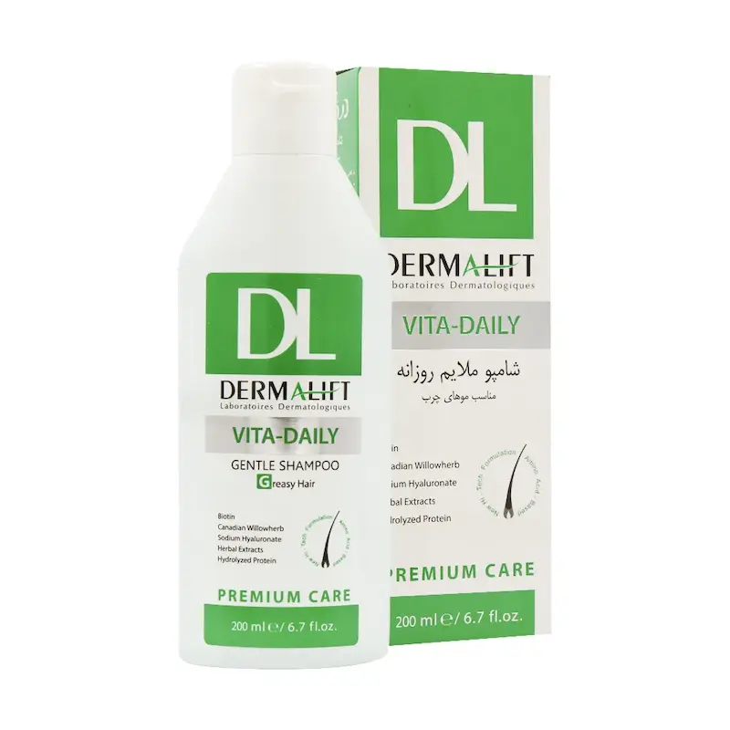 شامپو روزانه موی چرب ویتا دیلی درمالیفت 200 میلی لیتر ______ Dermalift Vita Dry Shampoo For Oily Hair 200 ml