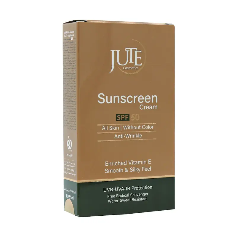 کرم ضد آفتاب بی رنگ SPF50 و ضد چروک انواع پوست ژوت 40 میلی لیتر _______Jute SPF50 Sunscreen Cream For All Skin 40 ml