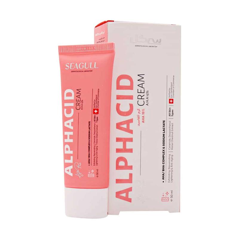 کرم لایه بردار آلفاسید 15 درصد سی گل مناسب انواع پوست 50 میلی لیتر ---Seagull Alphacid cream AHA 50 ml
