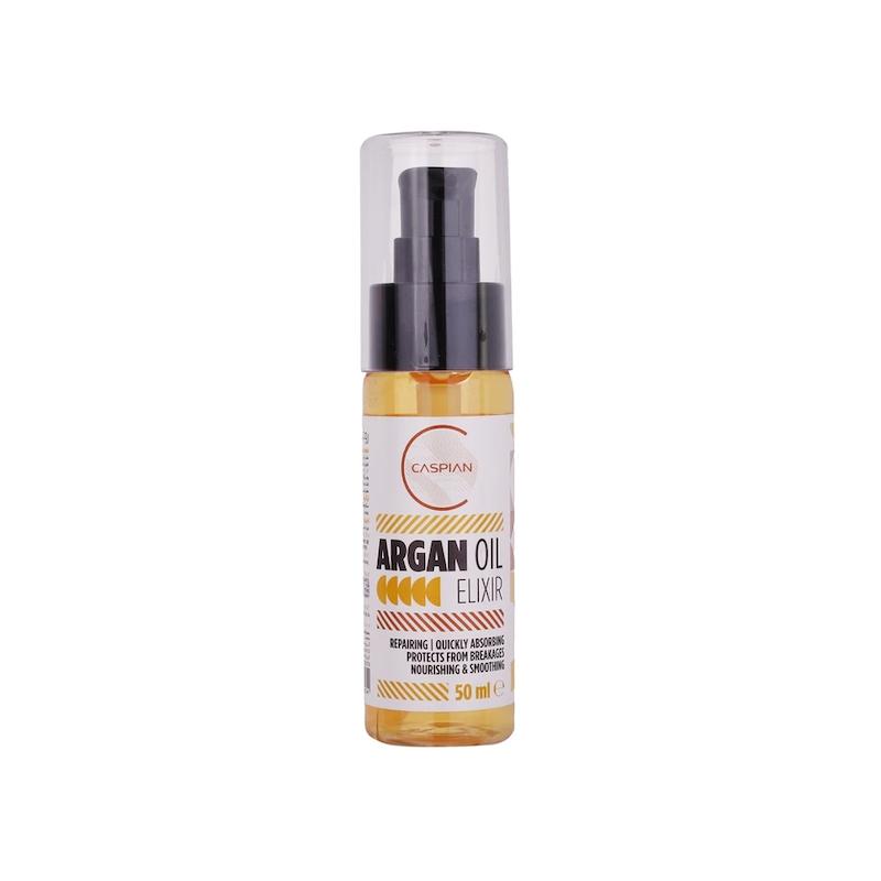 سرم روغن آرگان تقویت کننده کاسپین مدل ELIXIR مناسب انواع مو حجم ۵۰ میل___Caspian Elixir Argan Oil Strengthening Hair Serum for All Hair Types ۵۰ ml