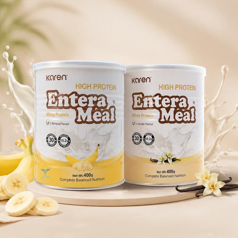 پودر انترامیل پرپروتئین طعم وانیلی/موز کارن 400 گرمی Karen High Protein Entrameal 400 g