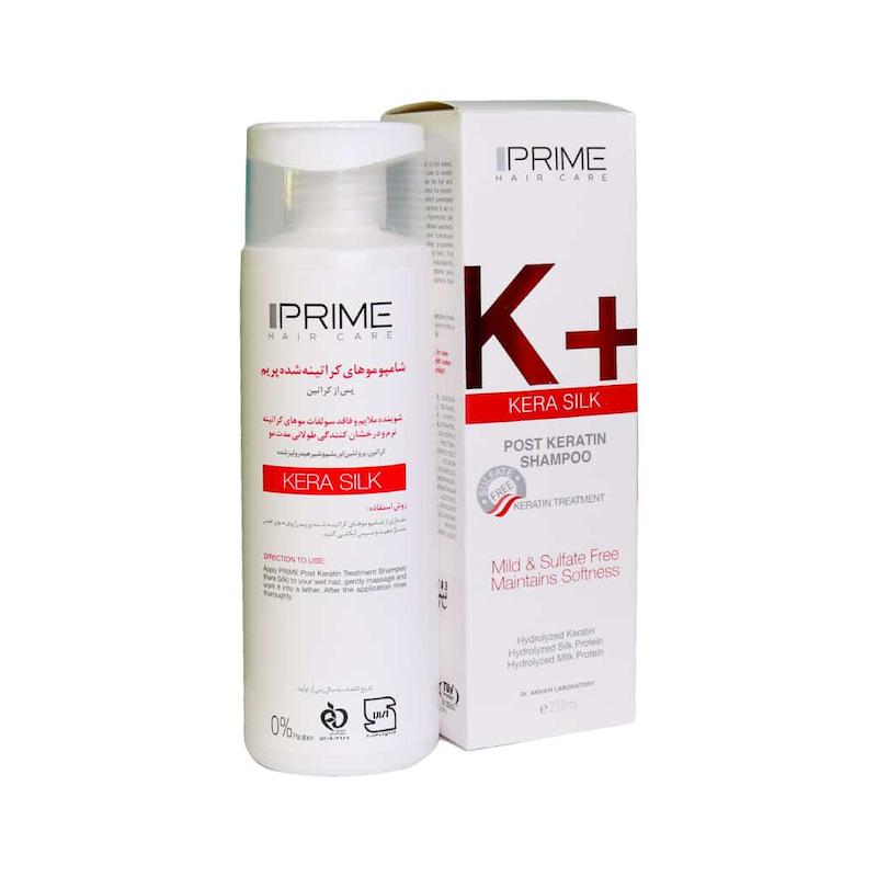 شامپو فاقد سولفات موهای کراتینه شده پرایم مدل + حجم ۲۵۰ میلی لیتر___Prime K+ Kera Silk Post Keratin Shampoo 250  ml