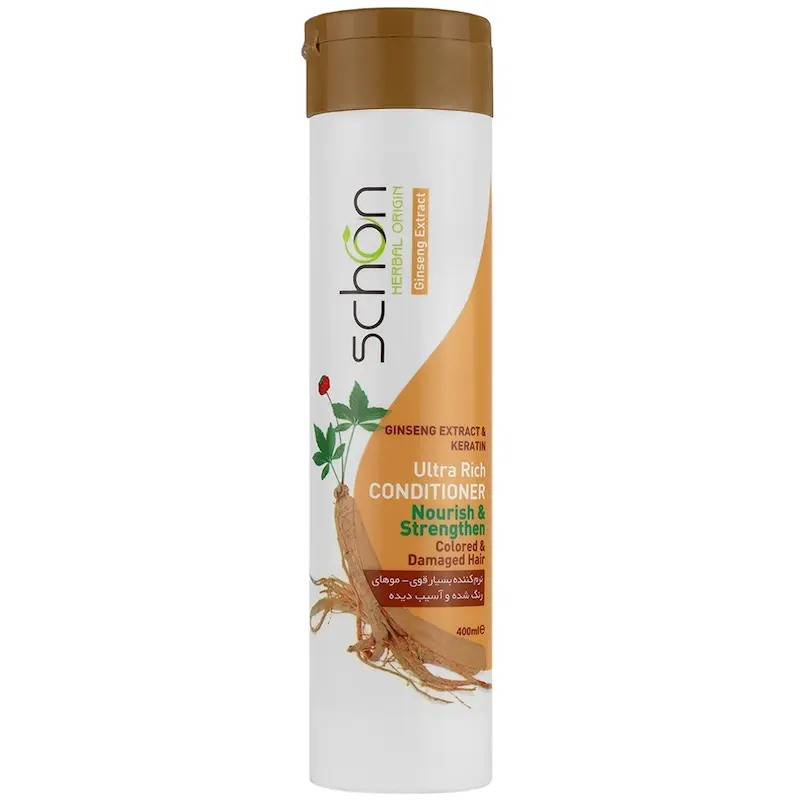 نرم کننده موی سر خیلی قوی جینسینگ و کراتین شون 400 میلی لیتر _______Schon Ultra Rich Conditioner With Ginseng Extract 400 ml