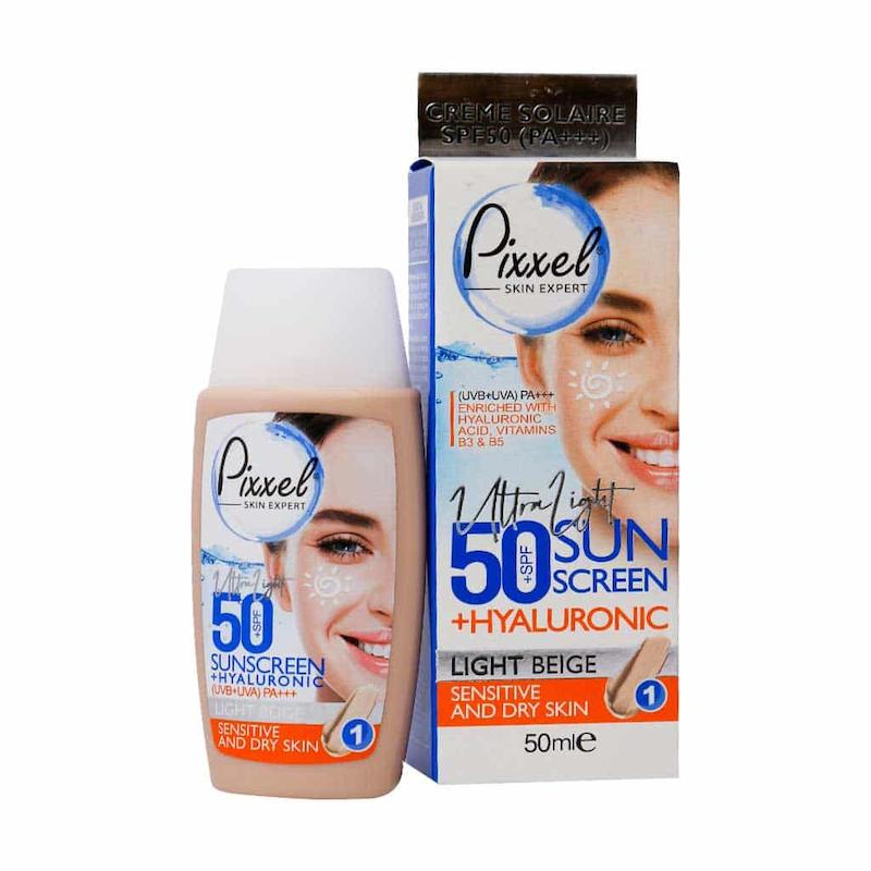 کرم ضد آفتاب SPF50 رنگی بژ روشن پیکسل مناسب پوست خشک و حساس 50 میلی لیتر_________ Pixxel SPF50 Sunscreen Cream For Dry and Sensitive Skin Light beige 50 ml